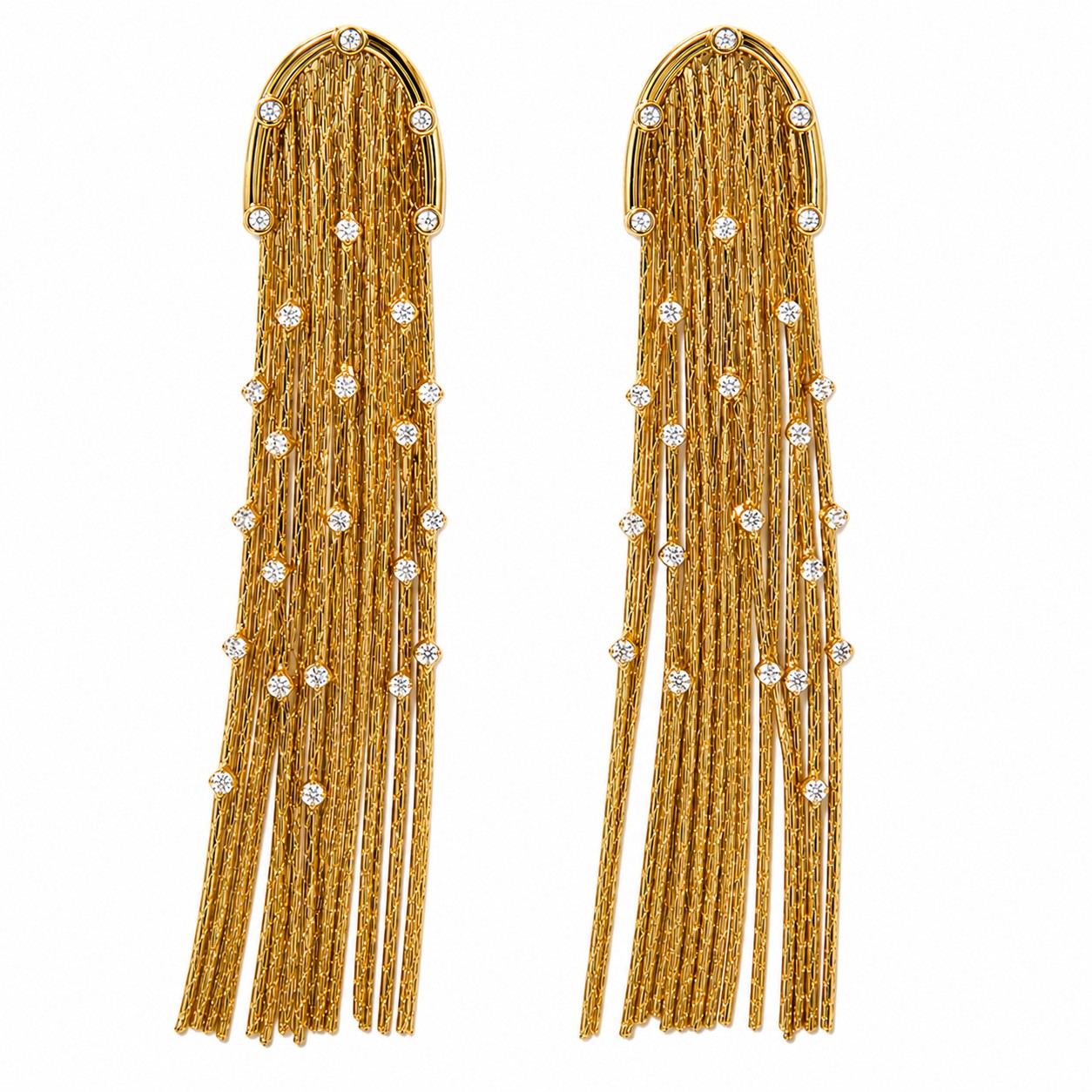Gold Plated Fringe Tassel Earrings