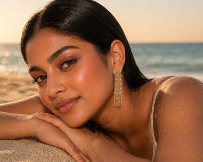 Gold Plated Fringe Tassel Earrings