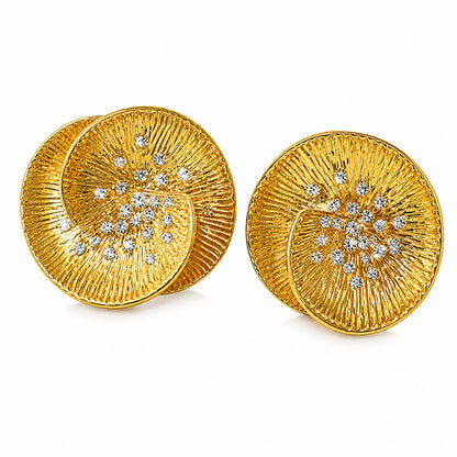 Gold Textured Disc Stud Earrings