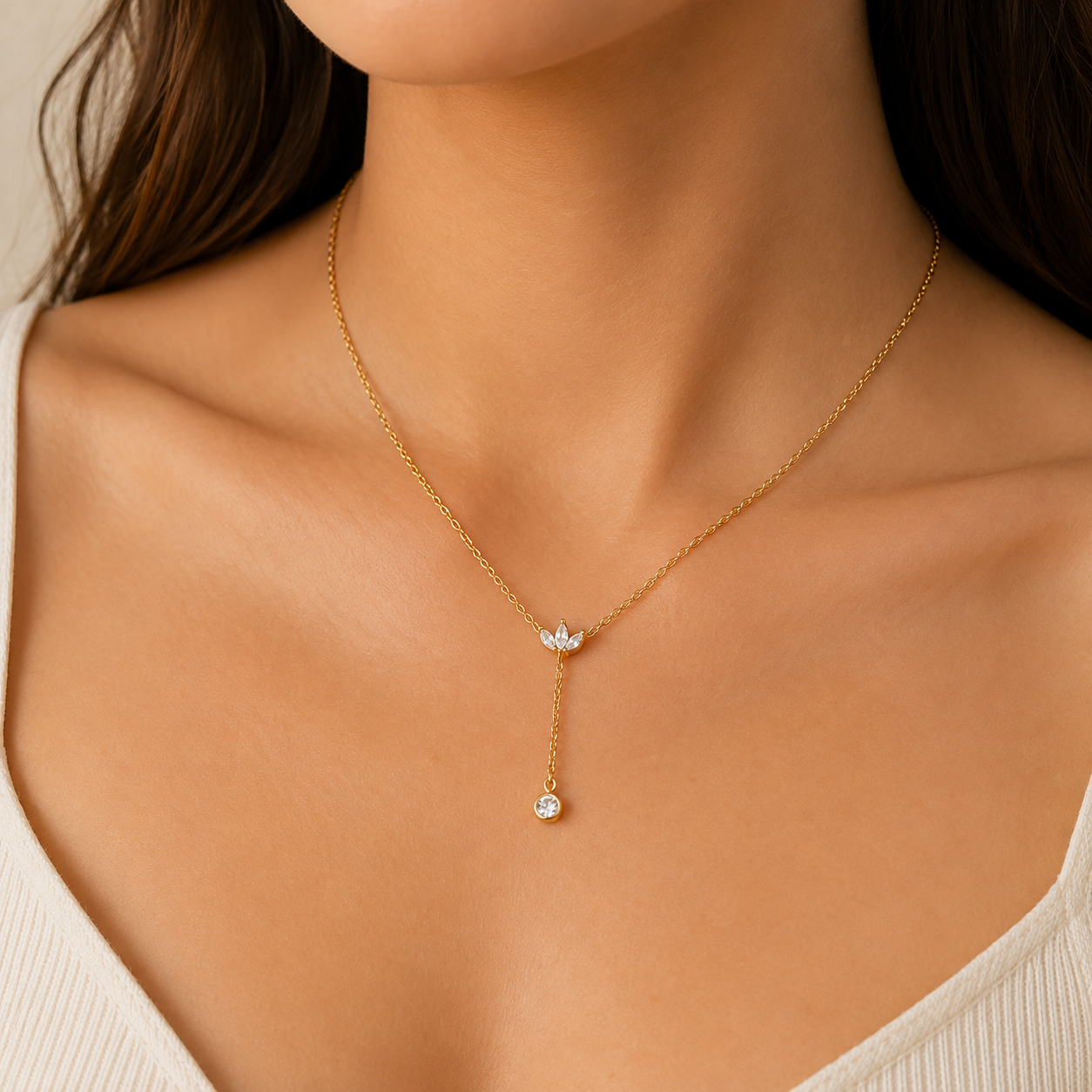Aurelia Crystal Lariat Necklace