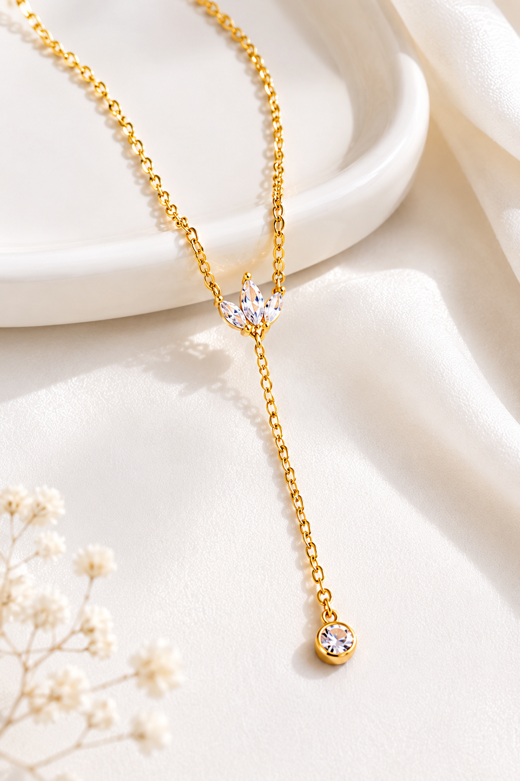 Aurelia Crystal Lariat Necklace