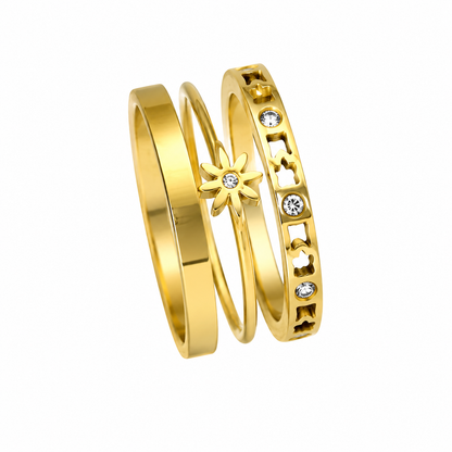 Golden Daisy Stack Ring Set