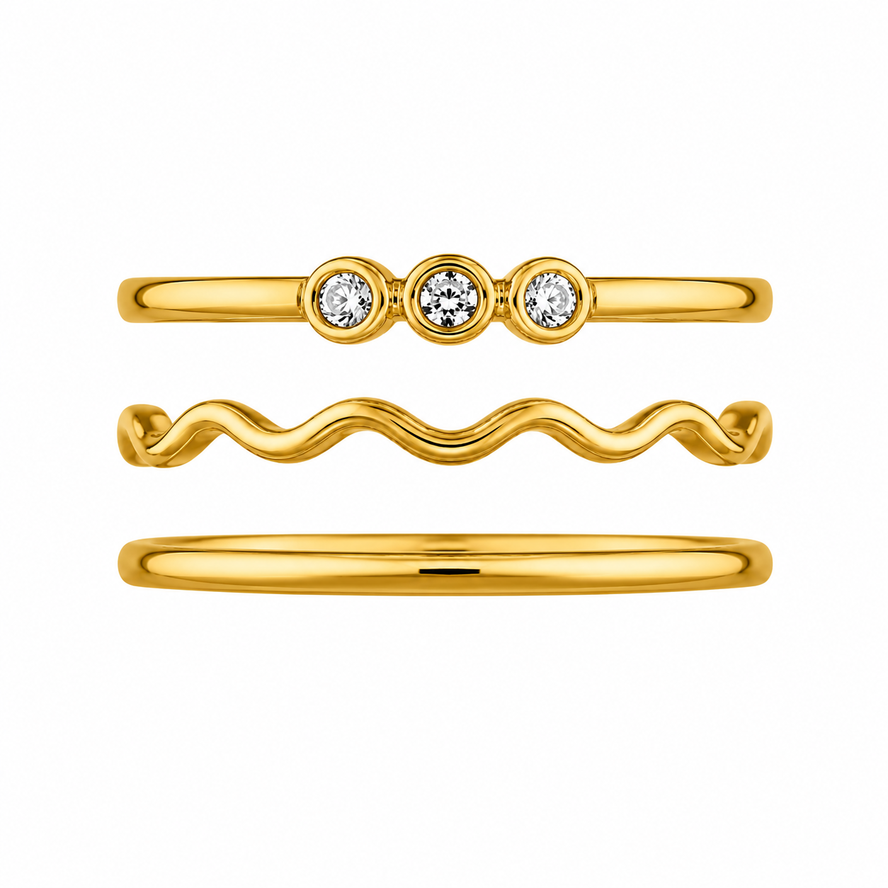 Trinity Wave Stack Ring Set