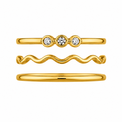 Trinity Wave Stack Ring Set