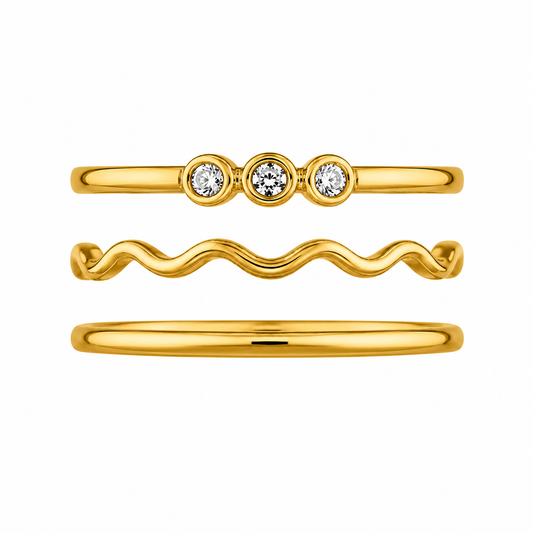 Trinity Wave Stack Ring Set