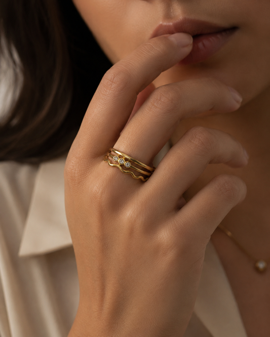 Trinity Wave Stack Ring Set