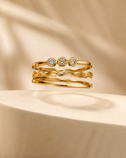 Trinity Wave Stack Ring Set