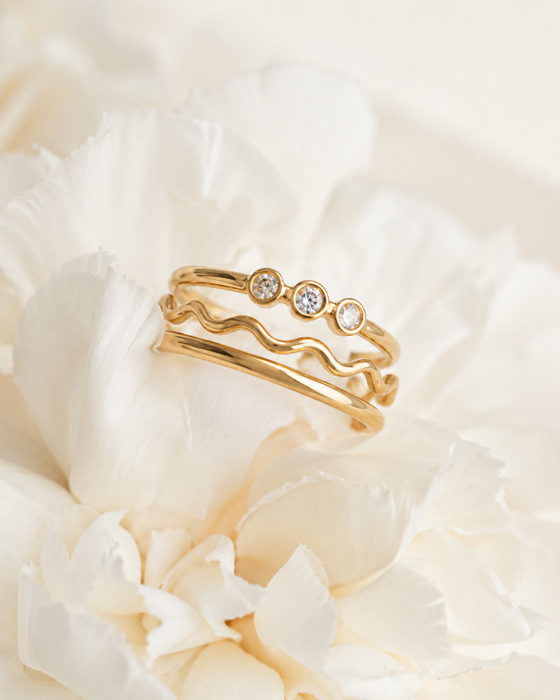 Trinity Wave Stack Ring Set