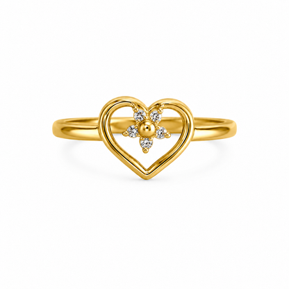 Heart Blossom Ring- Adjustable Size