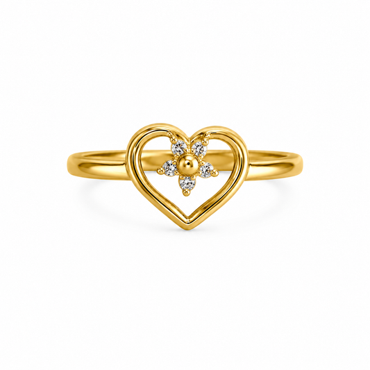 Heart Blossom Ring- Adjustable Size