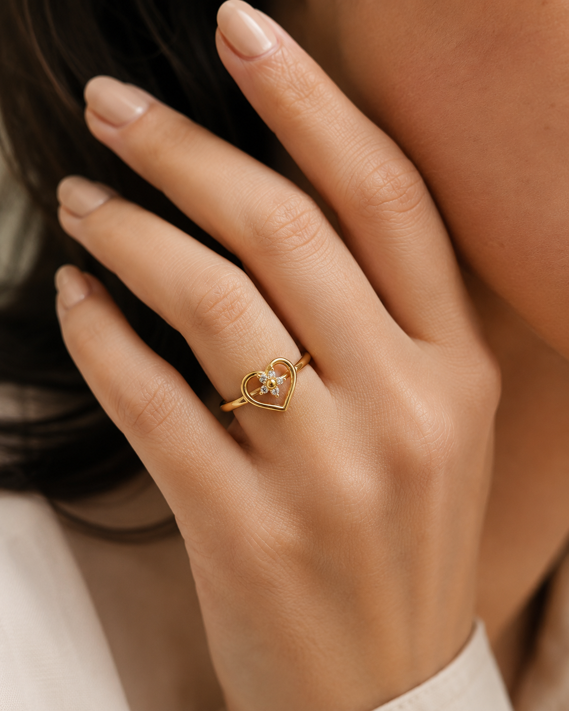 Heart Blossom Ring- Adjustable Size