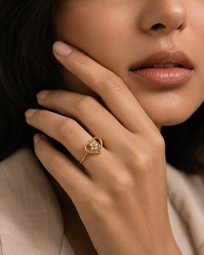 Heart Blossom Ring- Adjustable Size