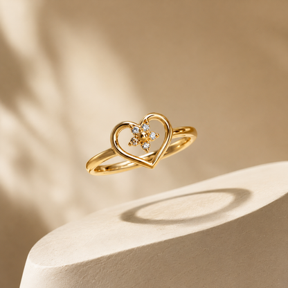 Heart Blossom Ring- Adjustable Size