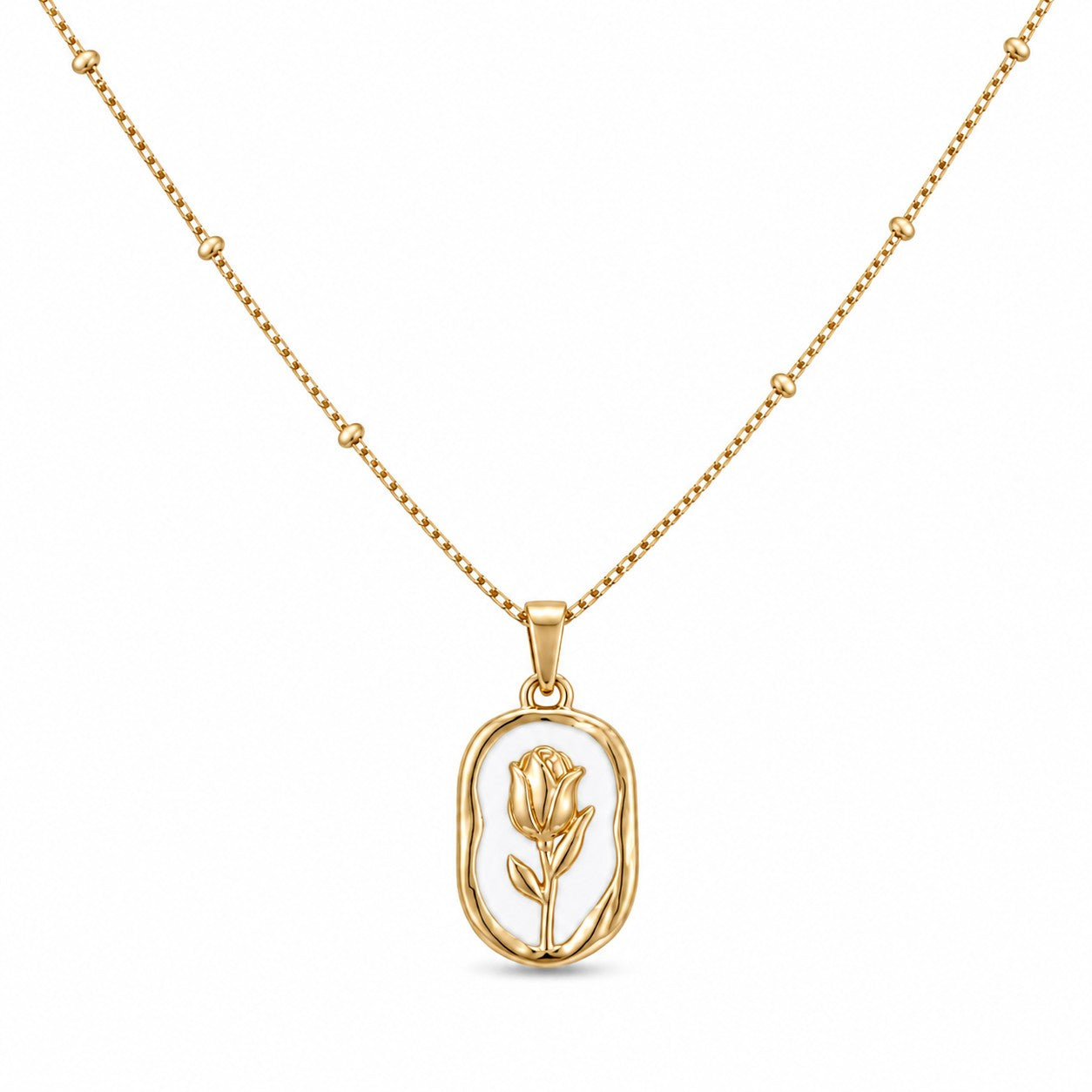 Gold Rose Pendant Necklace