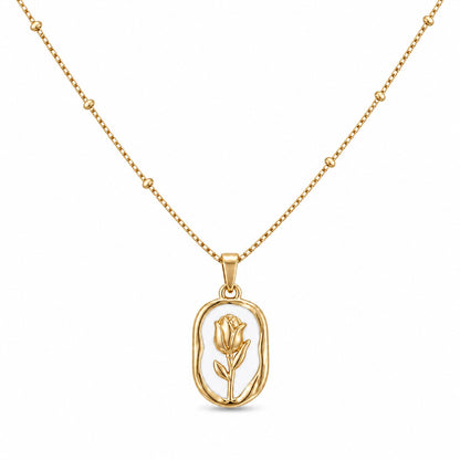 Gold Rose Pendant Necklace