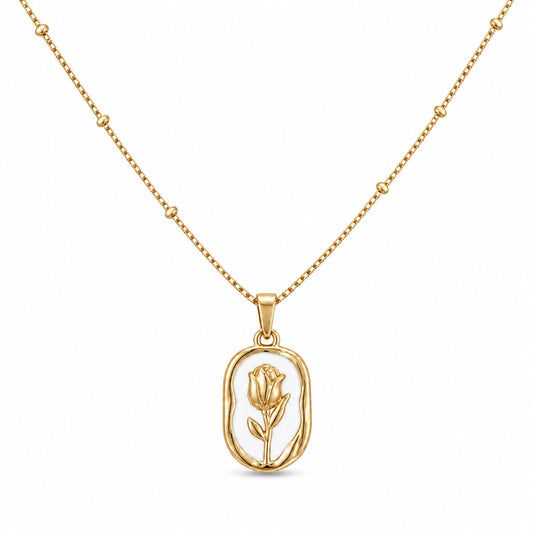Gold Rose Pendant Necklace