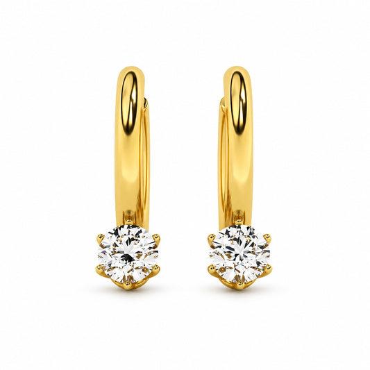Gold Plated Solitaire Hoop Earrings