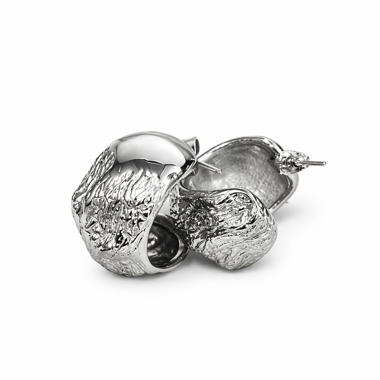 Silver Textured Chunky Hoop Earrings