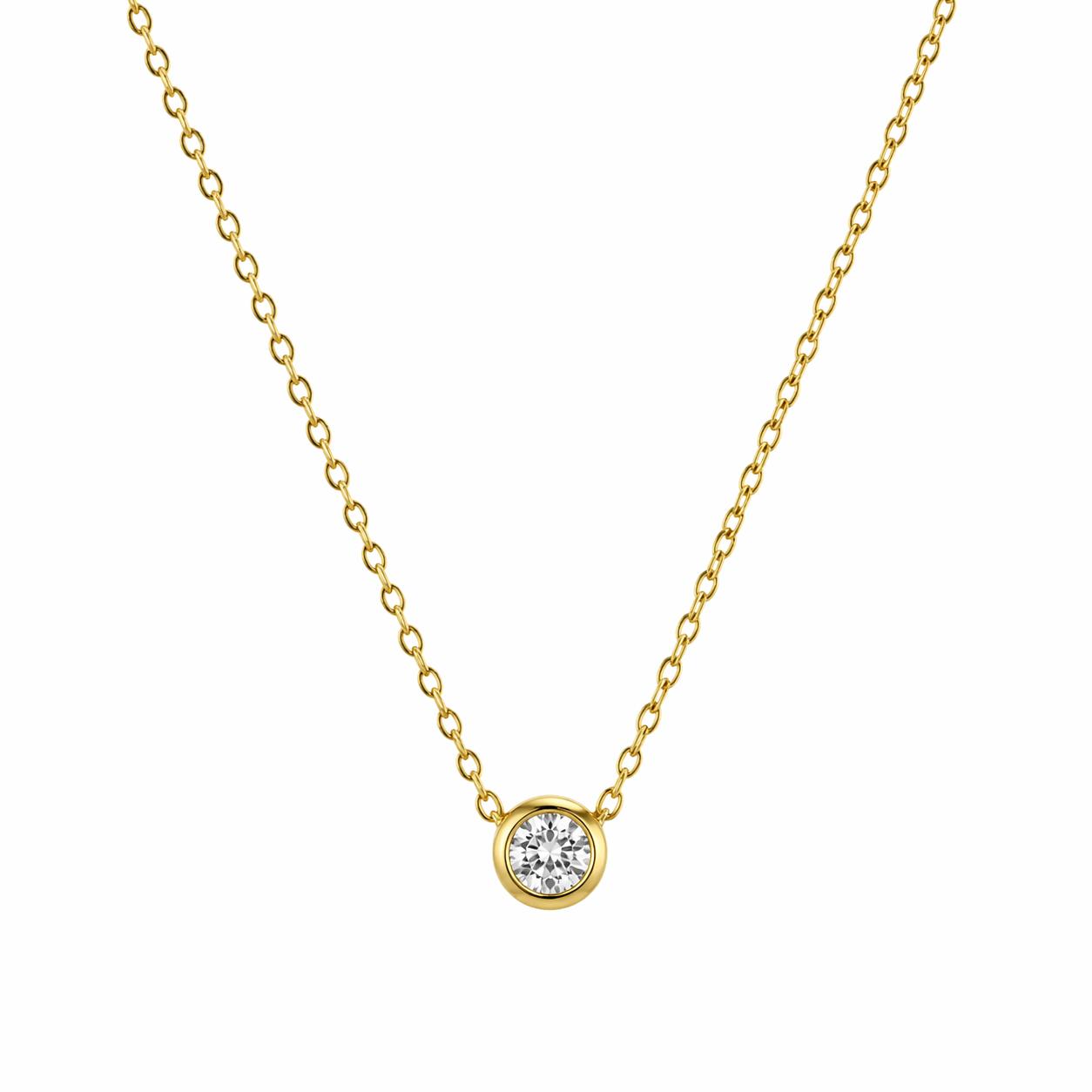 Dainty Gold Solitaire Crystal Pendant Necklace