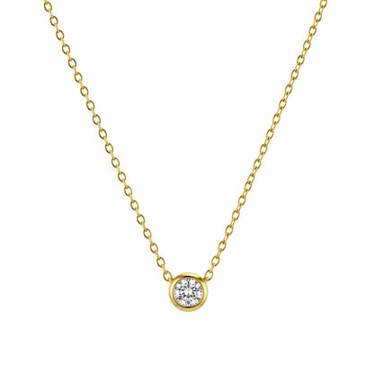 Dainty Gold Solitaire Crystal Pendant Necklace