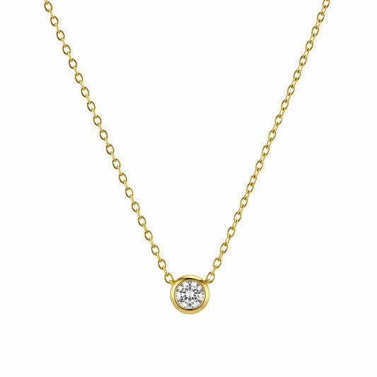 Dainty Gold Solitaire Crystal Pendant Necklace