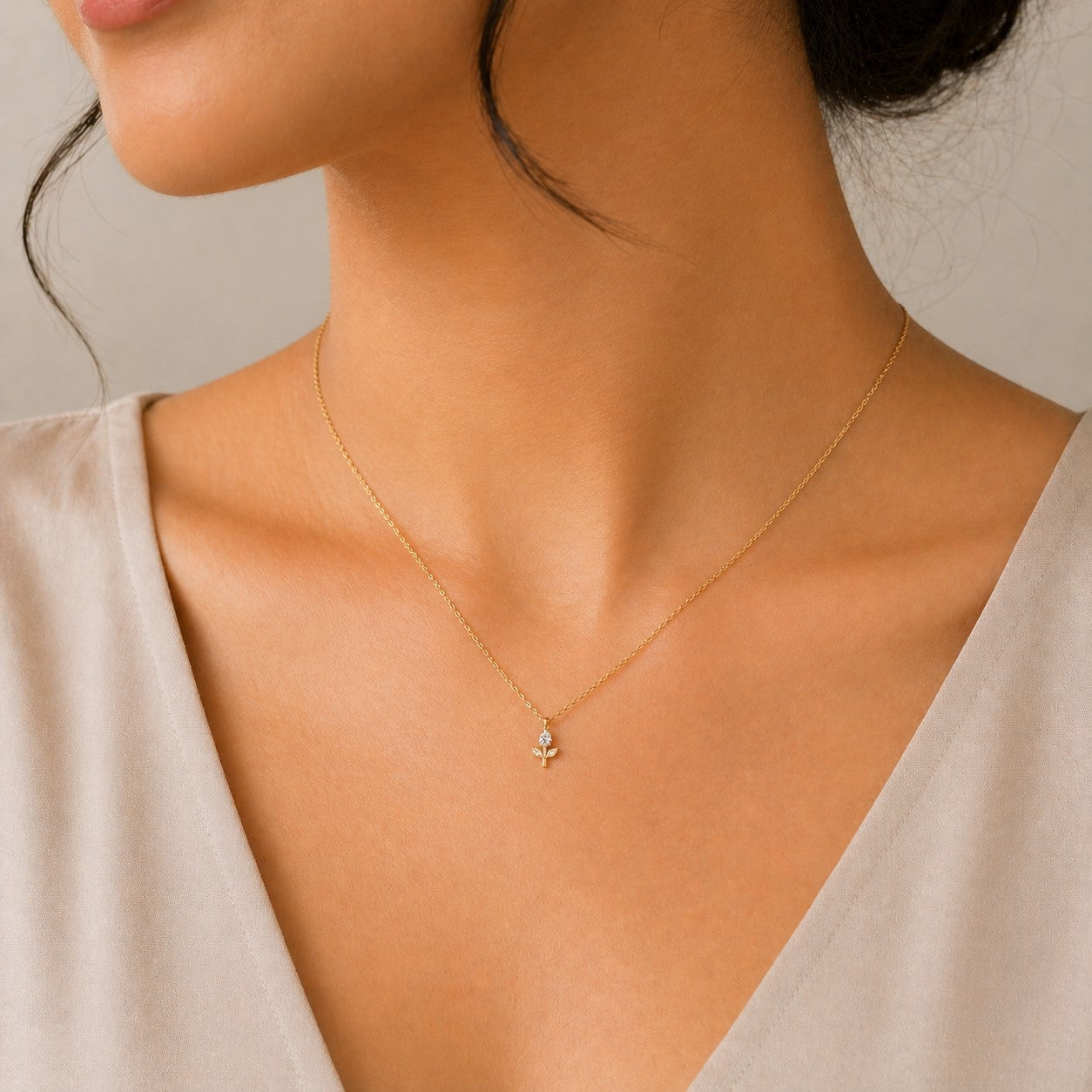 Small Tulip Pendant Necklace