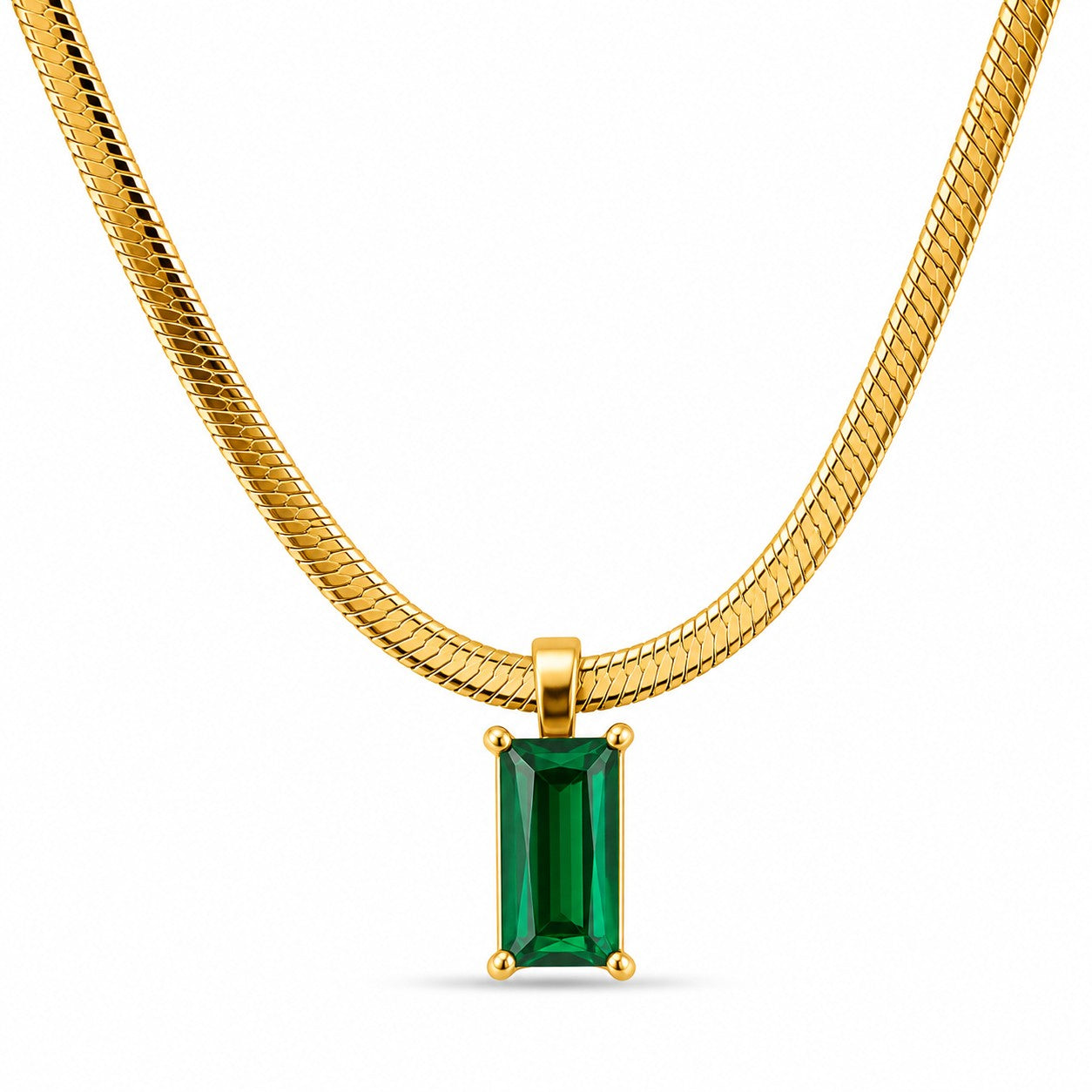 Gold Emerald Green Pendant Necklace