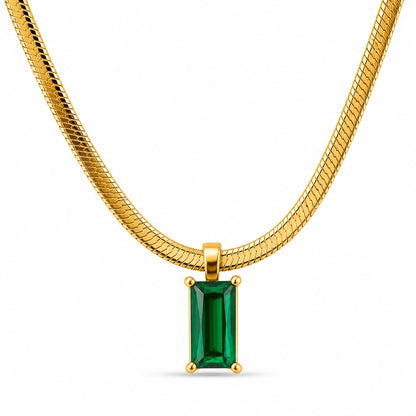 Gold Emerald Green Pendant Necklace