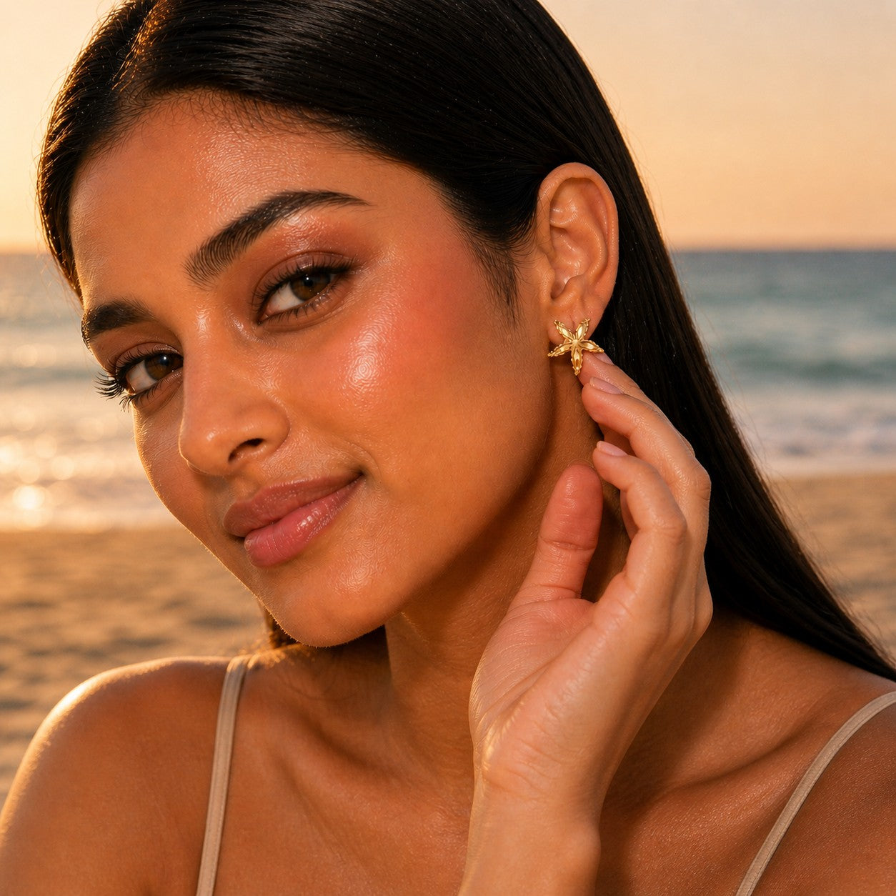 Gold Starfish Stud Earrings