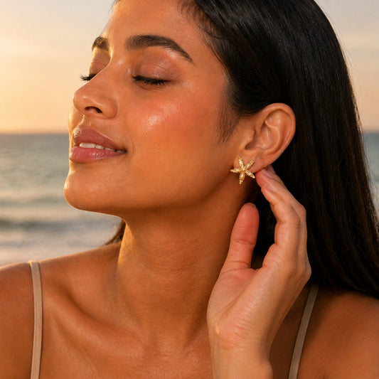 Gold Starfish Stud Earrings