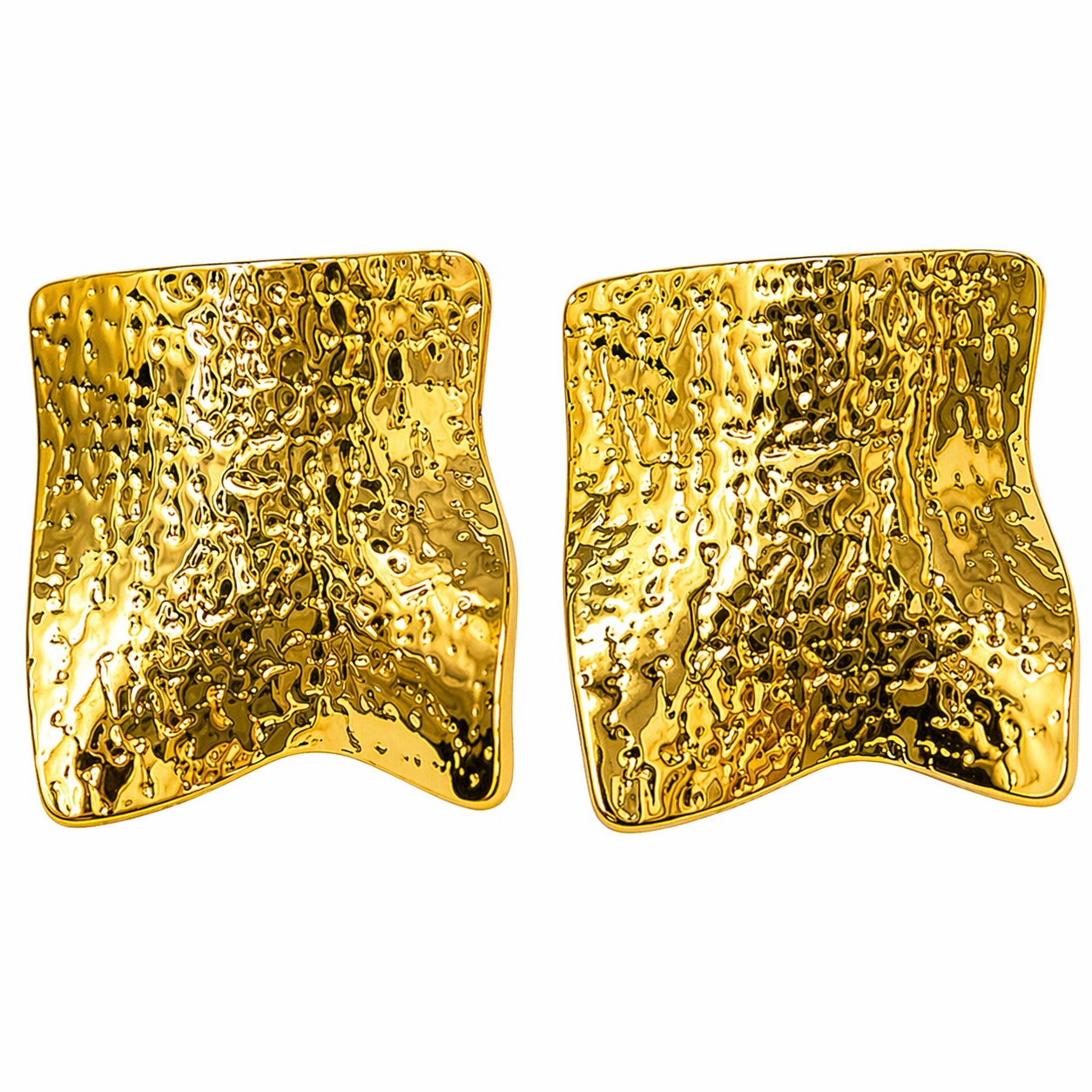 Gold Textured Statement Stud Earrings