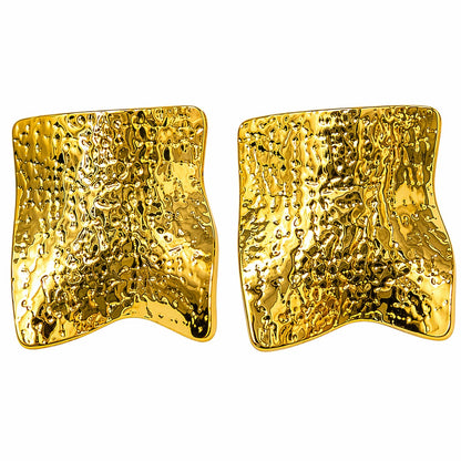 Gold Textured Statement Stud Earrings