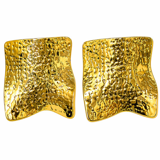 Gold Textured Statement Stud Earrings