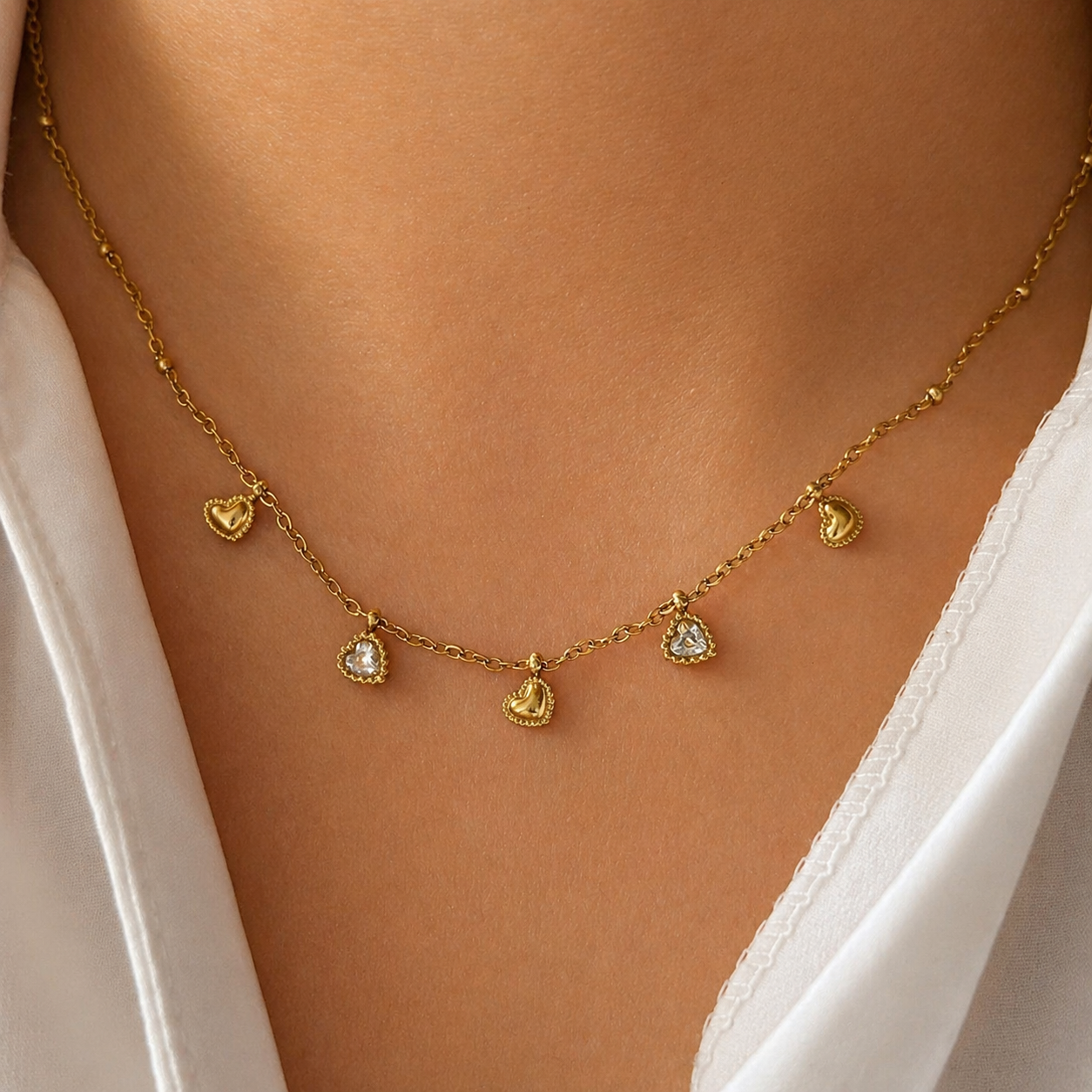 Bella Heart Gold Toned Necklace